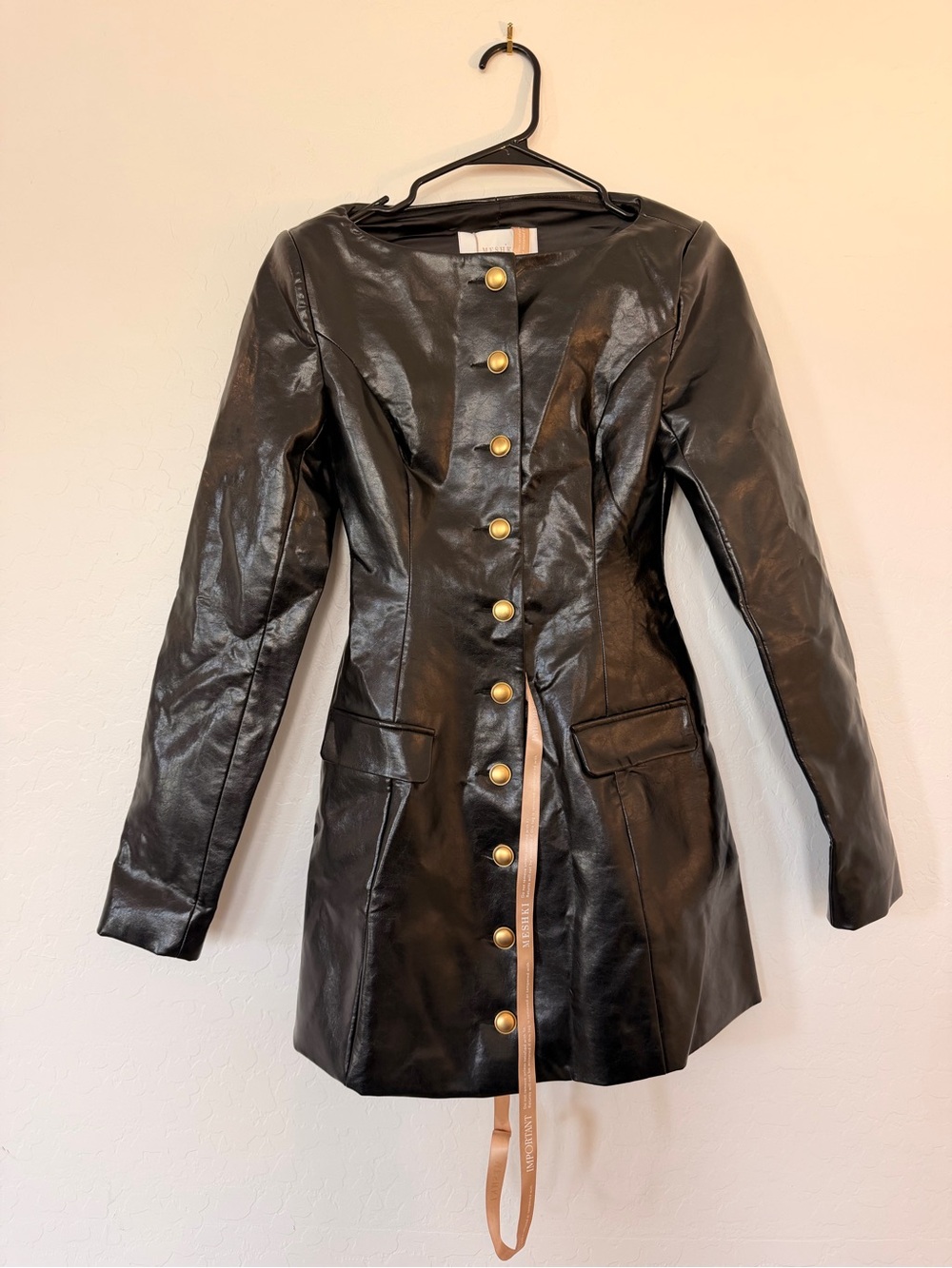Meshki Nancy Faux Leather Mini Dress size xxs